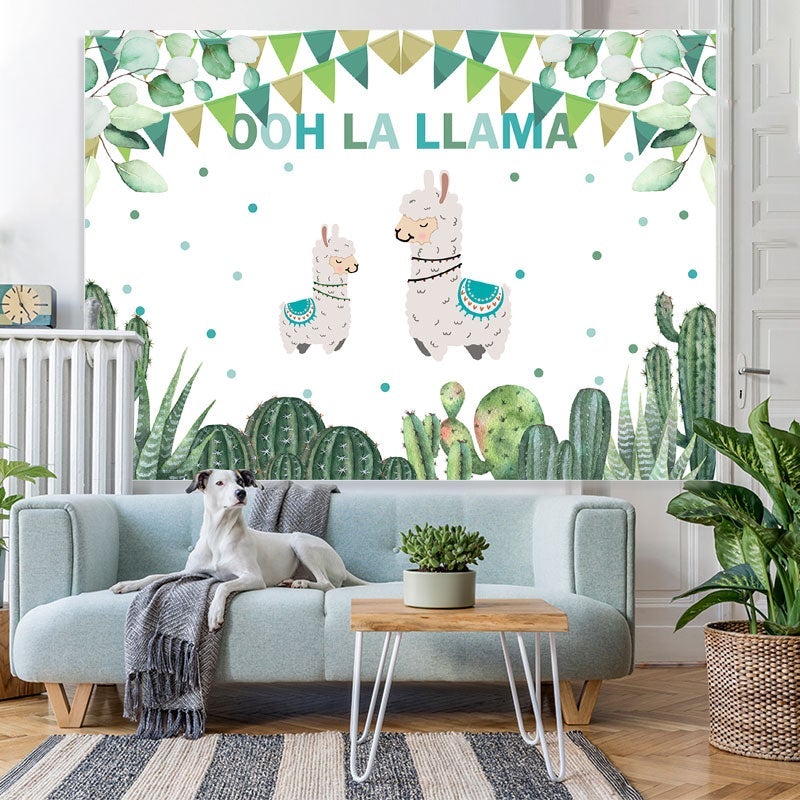Lofaris Ooh La Llama Cactus Baby Shower Backdrop For Party