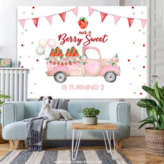 Lofaris Our Berry Sweet Girls Is Turning 2nd Birthday Backdrop