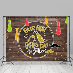 Lofaris Our First Fathers Day Milk And Wine Bottle Wood Backdrop