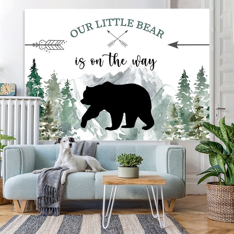 Lofaris Our Litter Bear Is on the Way Baby Shower Backdrop