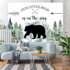 Lofaris Our Litter Bear Is on the Way Baby Shower Backdrop