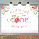 Lofaris Our Litter Girl Is turning 1st Birthday Strawberry Backdrop