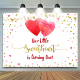 Lofaris Our Litter Sweetheart Is Turning One Gold Glitter 1st Birthday Backdrop