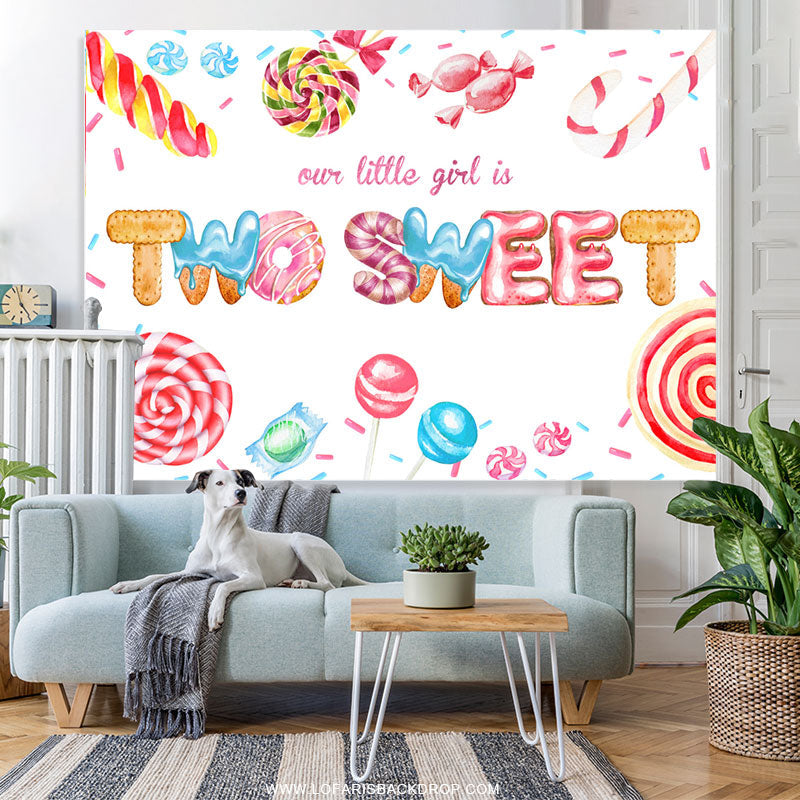 Lofaris Our Little Girl Is 2 Sweet Candyland Birthday Backdrop