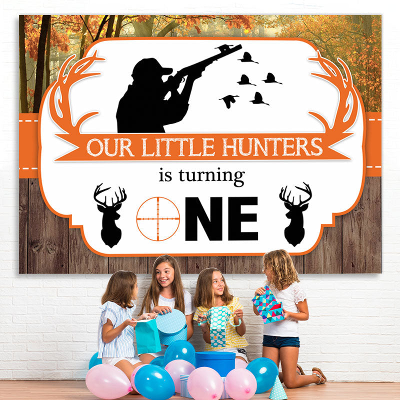 Lofaris Our Little Hunters Is Truning One 1St Birthday Backdrop