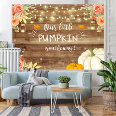 Lofaris Pink Rose And Pumpkin Lights Backdrop for Baby Shower