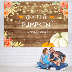 Lofaris Pink Rose And Pumpkin Lights Backdrop for Baby Shower