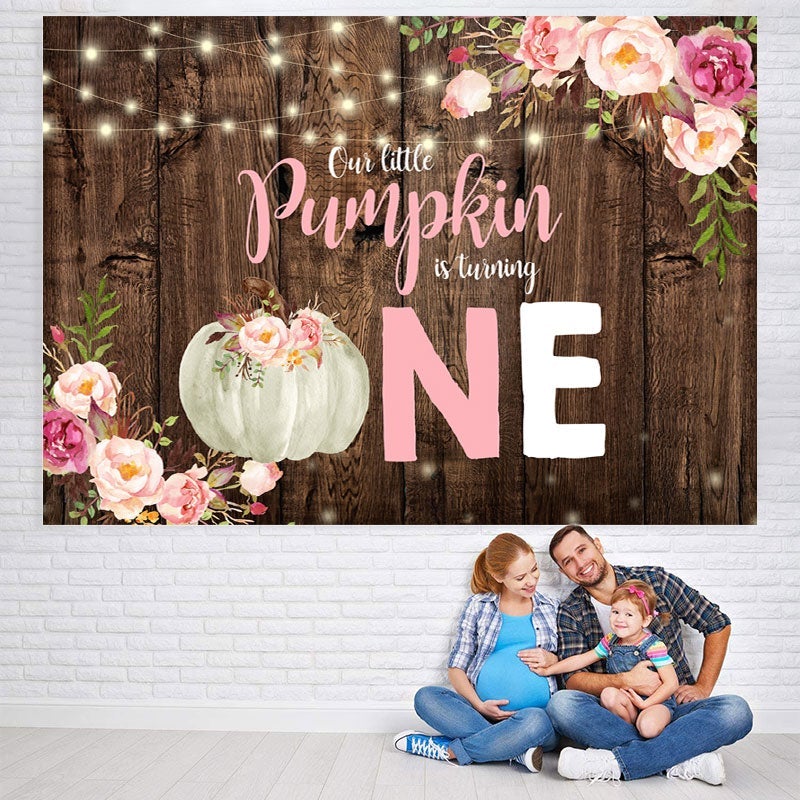 Lofaris Our little pumpkin is turning one baby shower backdrop