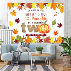 Lofaris Our Little Pumpkin Is Turning Two Birthday Backdrop
