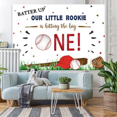 Lofaris Our LIttle Rookie Is Hitting The Big One Birthday Backdrop