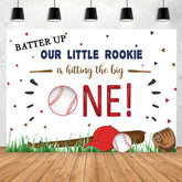 Lofaris Our LIttle Rookie Is Hitting The Big One Birthday Backdrop