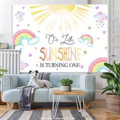 Lofaris Our Little Sunshine Is Turning One Birthday Backdrop