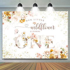 Lofaris Our Little Wildflower Floral Happy 1st Birthday Backdrop