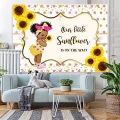 Lofaris Sunflowers With Pink Spot Glitter Baby Shower Backdrop