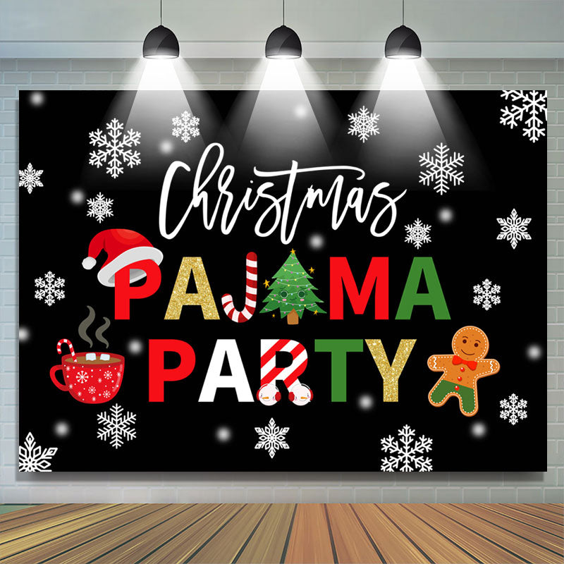 Lofaris Pajama With Hot Dessert Drink Christmas Party Backdrop