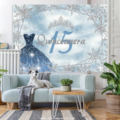 Lofaris Peace Blue Winter Snowflake Happy 15Th Birthday Backdrop
