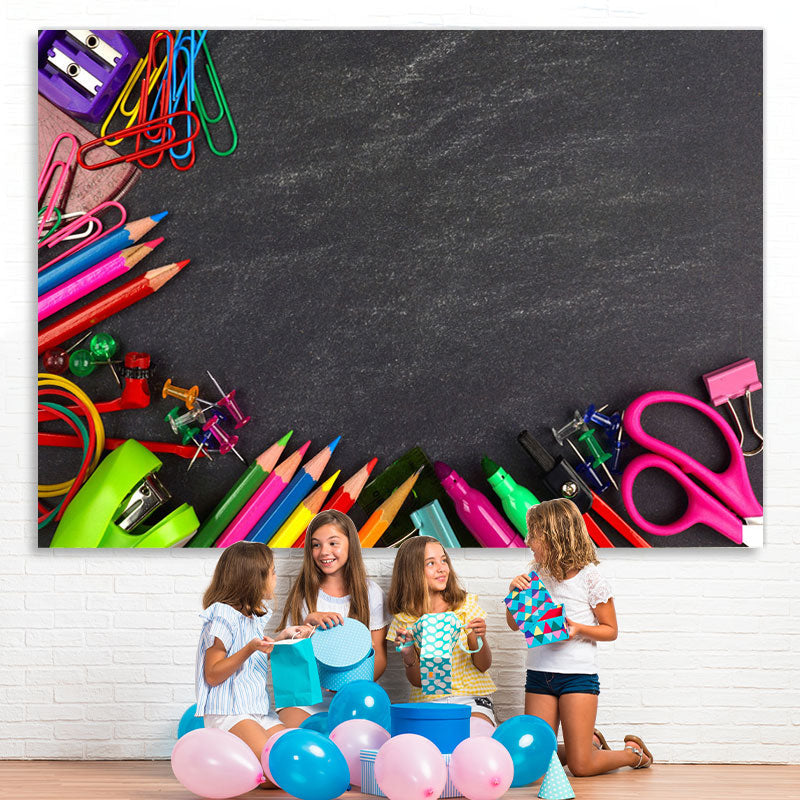 Lofaris Pencils Blackboard Backdrops Classroom Photo for kids