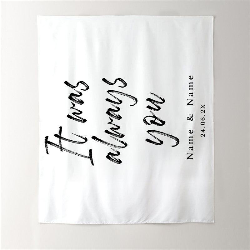 Lofaris Personalized Always You White Wedding Backdrop Banner