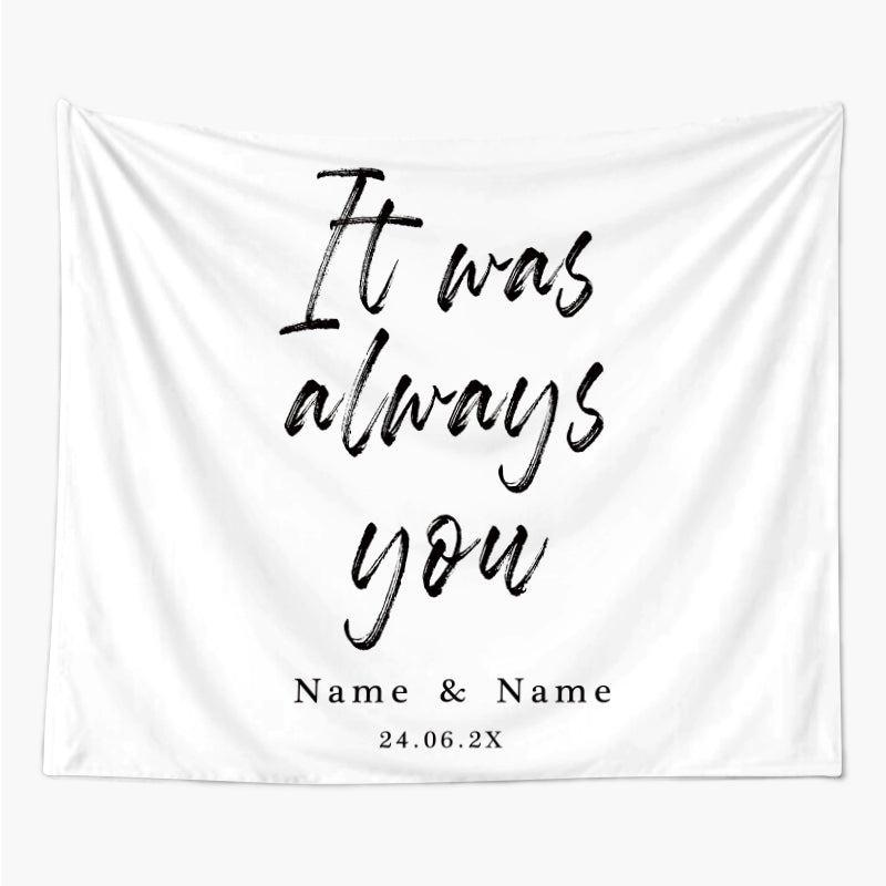 Lofaris Personalized Always You White Wedding Backdrop Banner