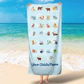 Lofaris Personalized Animal Alphabet And Name Beach Towel