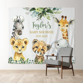 Lofaris Personalized Animal And Leaves Baby Shower Backdrop Banner