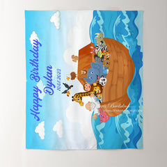 Lofaris Personalized Animals On A Boat Birthday Backdrop