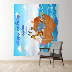 Lofaris Personalized Animals On A Boat Birthday Backdrop