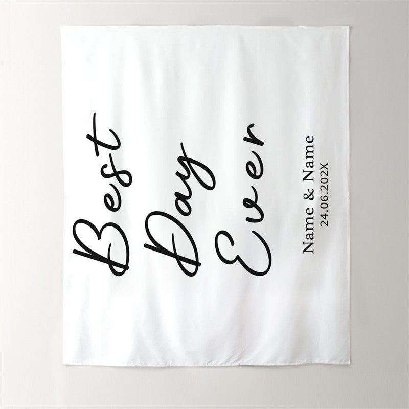 Lofaris Personalized Best Day Ever White Romantic Wedding Backdrop