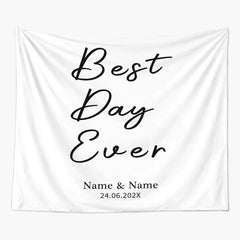 Lofaris Personalized Best Day Ever White Romantic Wedding Backdrop
