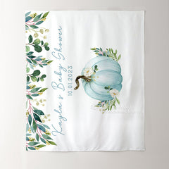Lofaris Personalized Blue Pumpkin Baby Shower Backdrop Decor