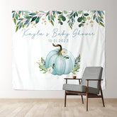Lofaris Personalized Blue Pumpkin Baby Shower Backdrop Decor