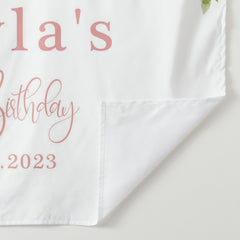 Lofaris Personalized Blush Floral Greenery Birthday Backdrop Banner
