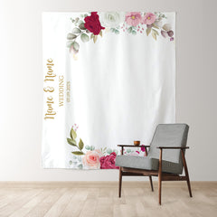 Lofaris Personalized Blush floral Wedding Backdrop Decor Banner