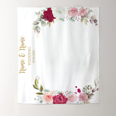 Lofaris Personalized Blush floral Wedding Backdrop Decor Banner