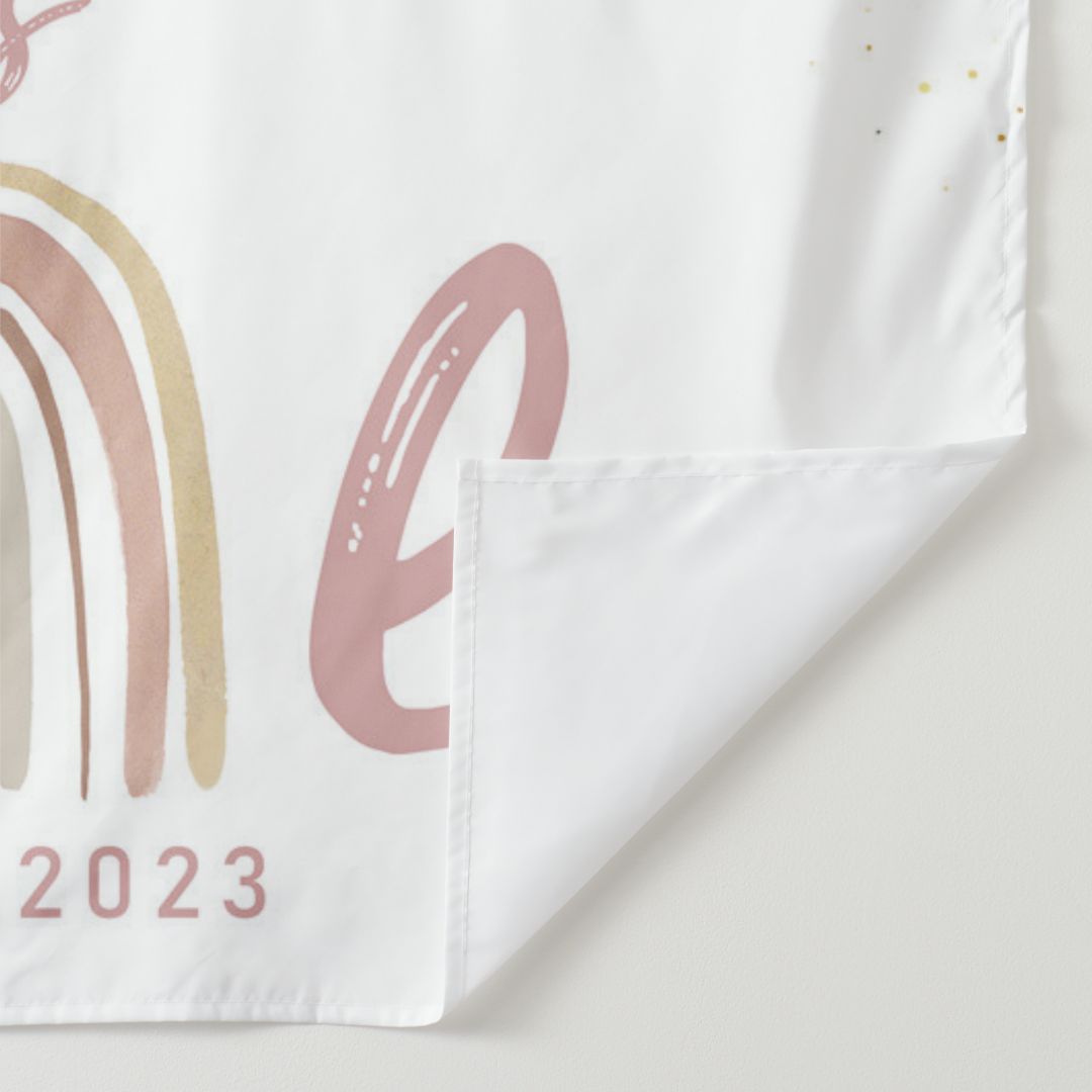 Lofaris Personalized Blush Rainbow Birthday Backdrop Decor