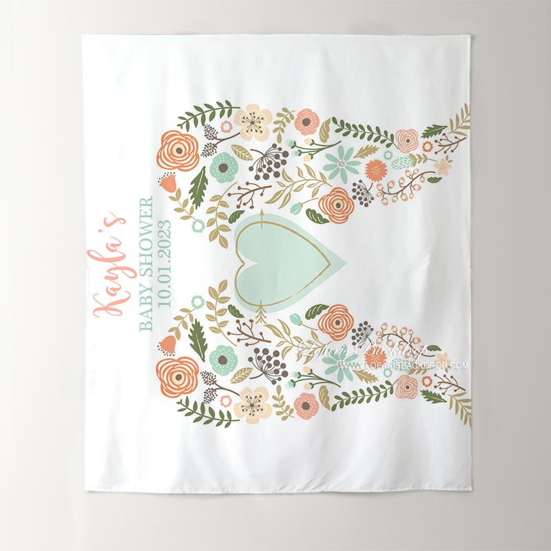 Lofaris Personalized Boho Angel Wings Baby Shower Backdrop