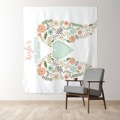 Lofaris Personalized Boho Angel Wings Baby Shower Backdrop
