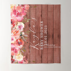 Lofaris Personalized Boho Floral Wood Baby Shower Backdrop