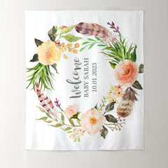 Lofaris Personalized Boho Flowers Baby Shower Backdrop