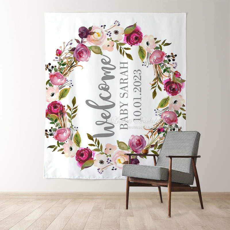 Lofaris Personalized Boho Flowers Photo Baby Shower Backdrop