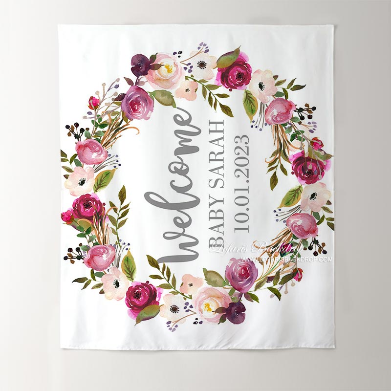 Lofaris Personalized Boho Flowers Photo Baby Shower Backdrop