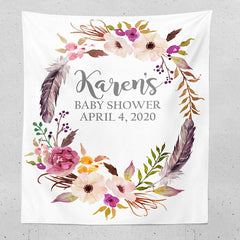 Lofaris Personalized Boho Photo Flowers Baby Shower Backdrop