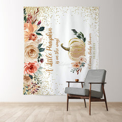 Lofaris Personalized Boho Pumpkin Baby Shower Backdrop Banner
