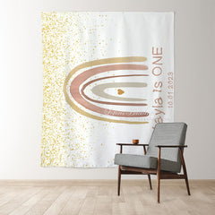 Lofaris Personalized Boho Rainbow Birthday Backdrop Banner