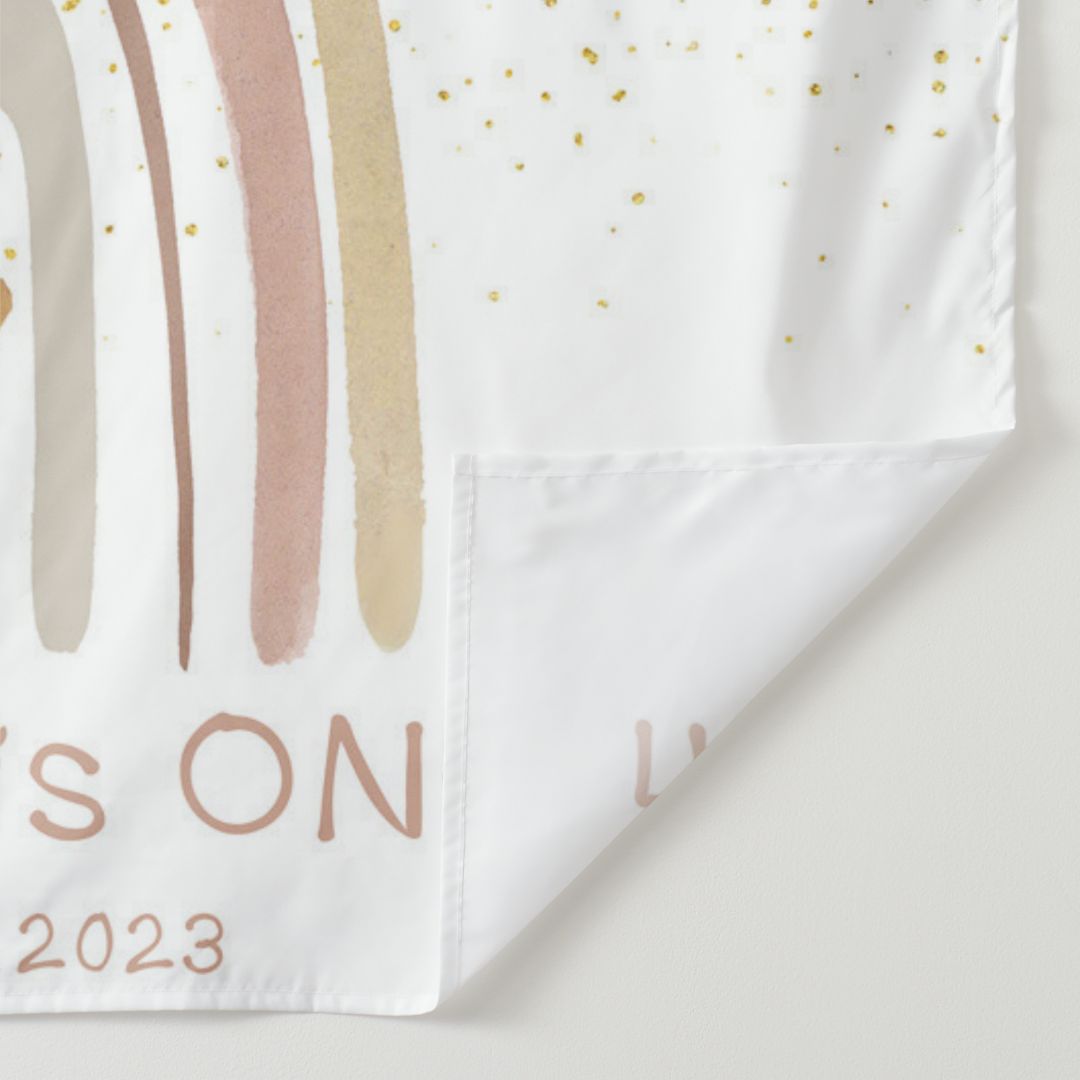 Lofaris Personalized Boho Rainbow Birthday Backdrop Banner