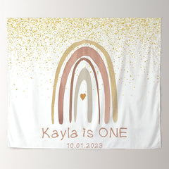 Lofaris Personalized Boho Rainbow Birthday Backdrop Banner