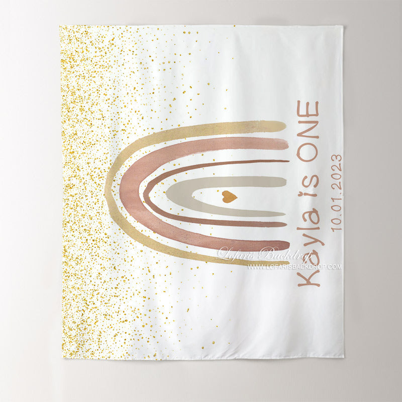 Lofaris Personalized Boho Rainbow Birthday Backdrop Banner