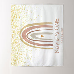Lofaris Personalized Boho Rainbow Birthday Backdrop Banner