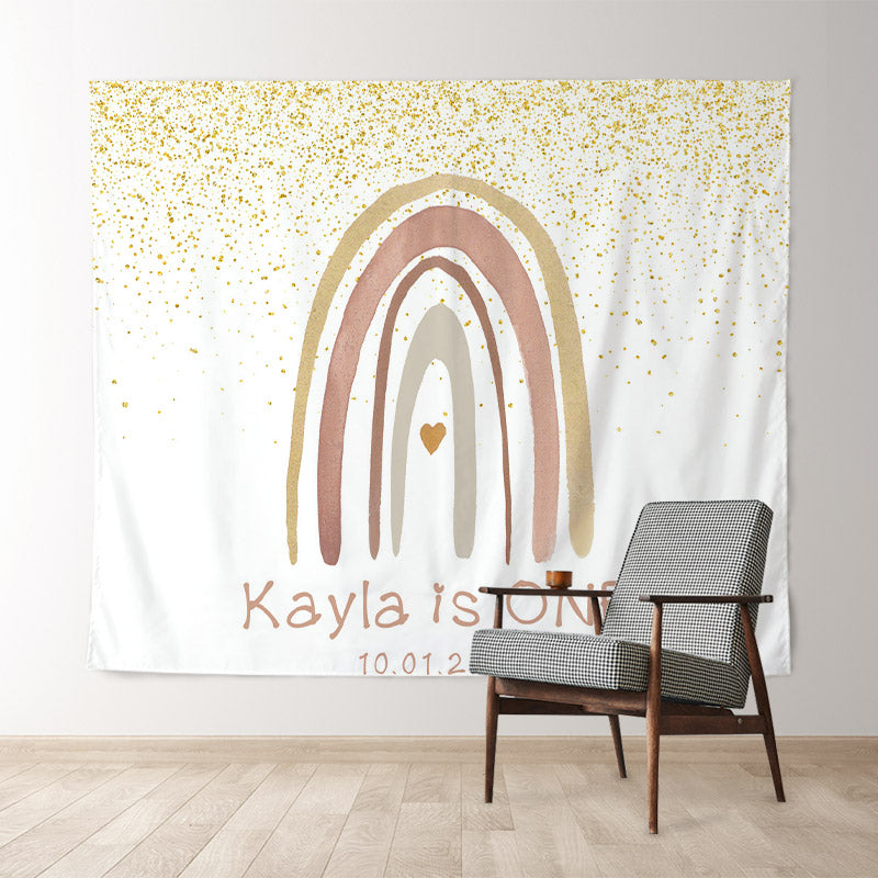 Lofaris Personalized Boho Rainbow Birthday Backdrop Banner