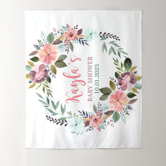 Lofaris Personalized Boho Watercolor Flower Baby Shower Backdrop